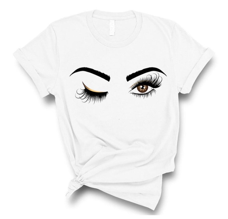 

Women Eyelash Pink Art T shirt Girl Camiseta Maquillaje Koszulki Makeup Hipster Graphic Tshirt Female Tumblr T-shirt, Army green