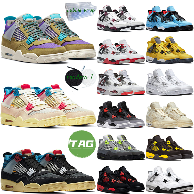 

4S Basketball Shoes Men Women Black Cat 4 Infrared Red Thunder Ice Black Purple 85 White Oreo Outdoor Sports Trainer sneaker, #39