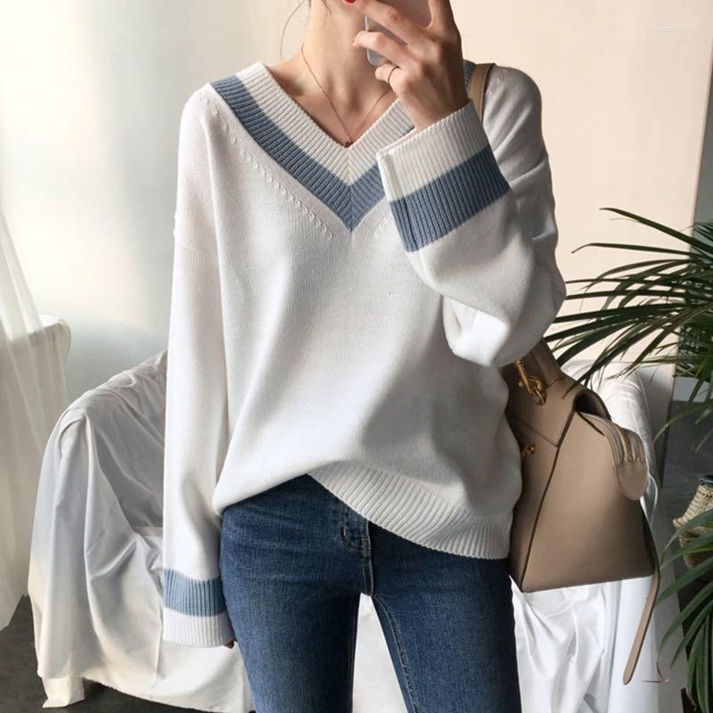 

Women's Sweaters Pullover Sweater Women Korean Loose V-neck Pullovers Knitted Autumn Winter FashionWomen's Begu22, Black