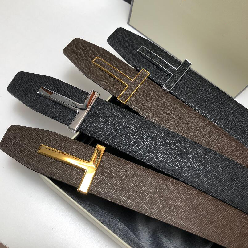 

Tom Belt New Men Clothing Accessories Belts Big T Buckle Fashion Women High Quality Luxurys Designers 3A+ Genuine Leather Waistband With Box Dust bag, Silve buckle