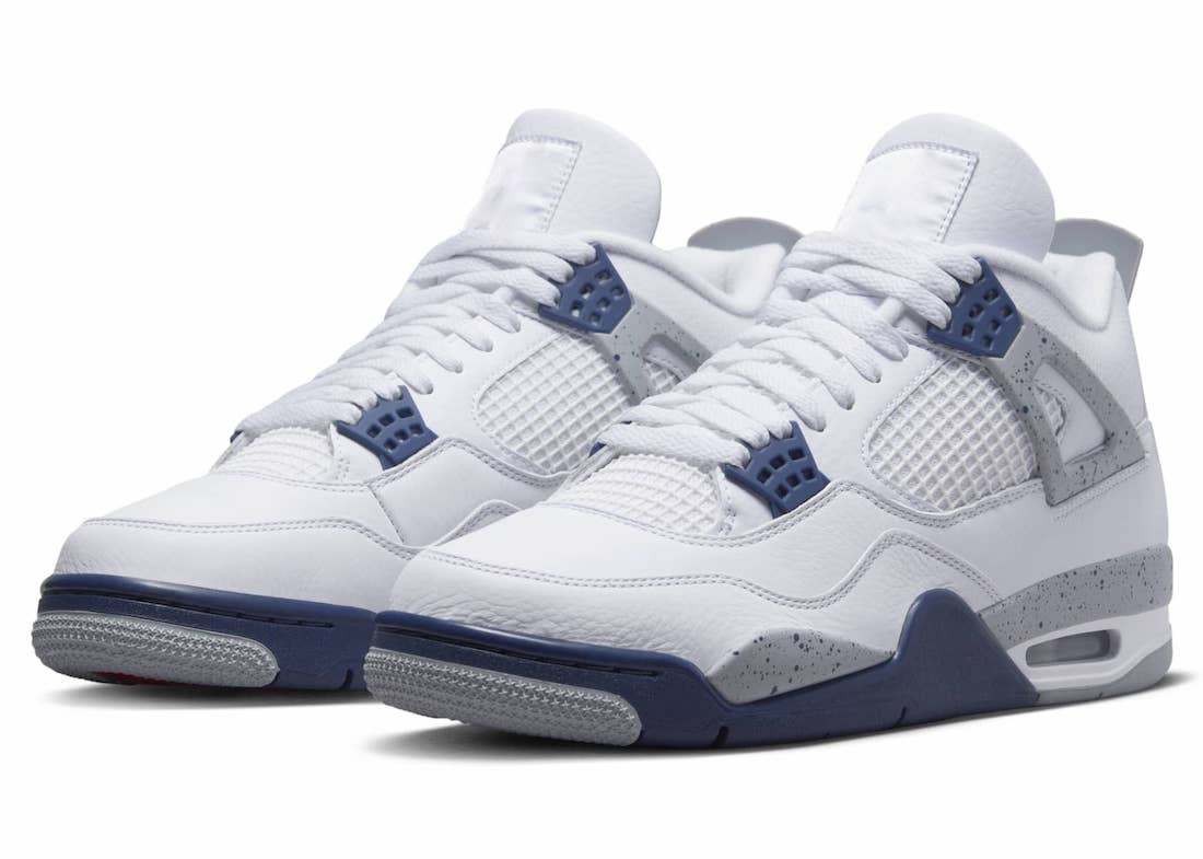 

Release 4 Midnight Navy Shoes 4S Outdoor Blue White Light Smoke Grey Fire Red Men Sports Sneakers With Original, 12
