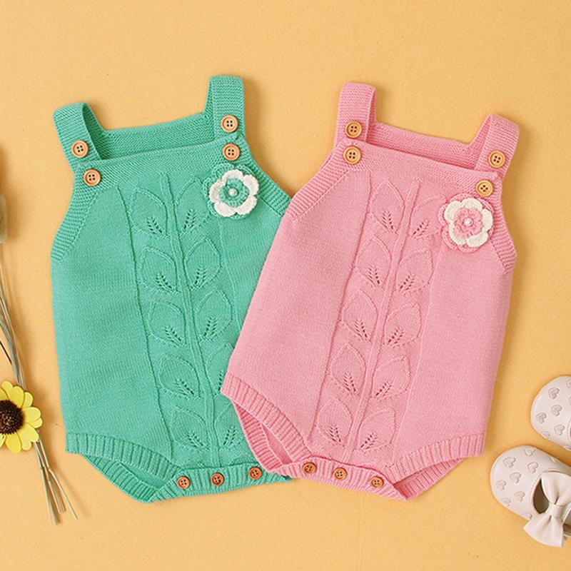 

Jumpsuits Autumn Baby Boy Girls Triangle Rompers Infant Romper Born Girl Clothes Lovely Leaves Knitting RompersJumpsuits, 82w428 pink