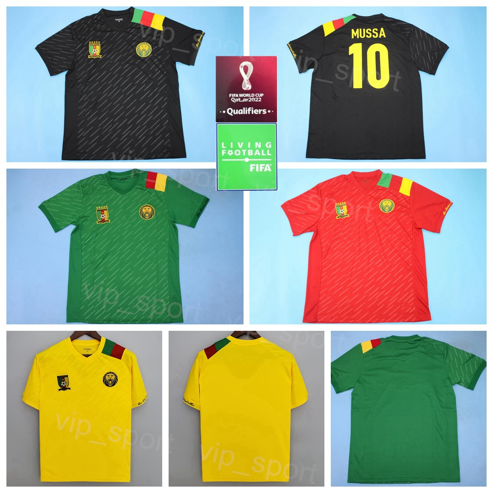 

2022 Qatar 10 ABOUBAKAR Soccer Jerseys Cameroon 12 EKAMBI 13 CHOUPO-MOTING 5 NGADEU-NGADJUI 23 ONANA 6 OYONGO 9 ETOO ANGUISSA NGAMALEU BASSOGOG Football Shirt Kits, With patch