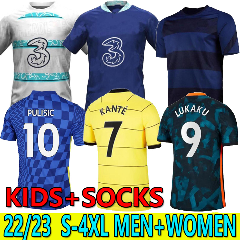 

S-4XL 22/23 soccer jersey PULISIC ZIYECH HAVERTZ KANTE WERNER ABRAHAM CHILWELL MOUNT JORGINHO GIROUD football shirt 2022 2023 home away thrid joint name men+kids kit
