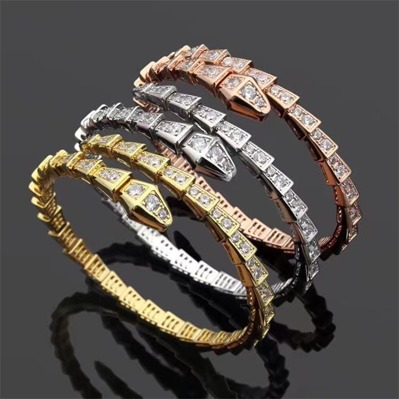 

serpent bracelet luxurious jewelry woman bracelet bangle full diamond brass silver rose 18K gold plated tennis luxury wedding party womens designer bracelets gift
