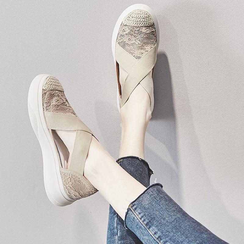 

Dress Shoes 2022 Summer Woman Sandals High Heeled Platform Elastic Gladiator Wedge Flat Chunky Breathable Lace Increased, Black