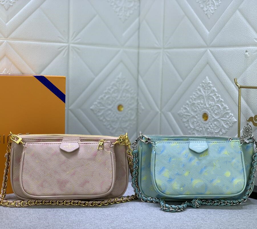 

Designer Women Crossbody Bag Favorite Mini Pochette 3pcs Accessories Shoulder Bags Fashion Handbags Multi Top Quality Genuine Leather Purses, Multi-color