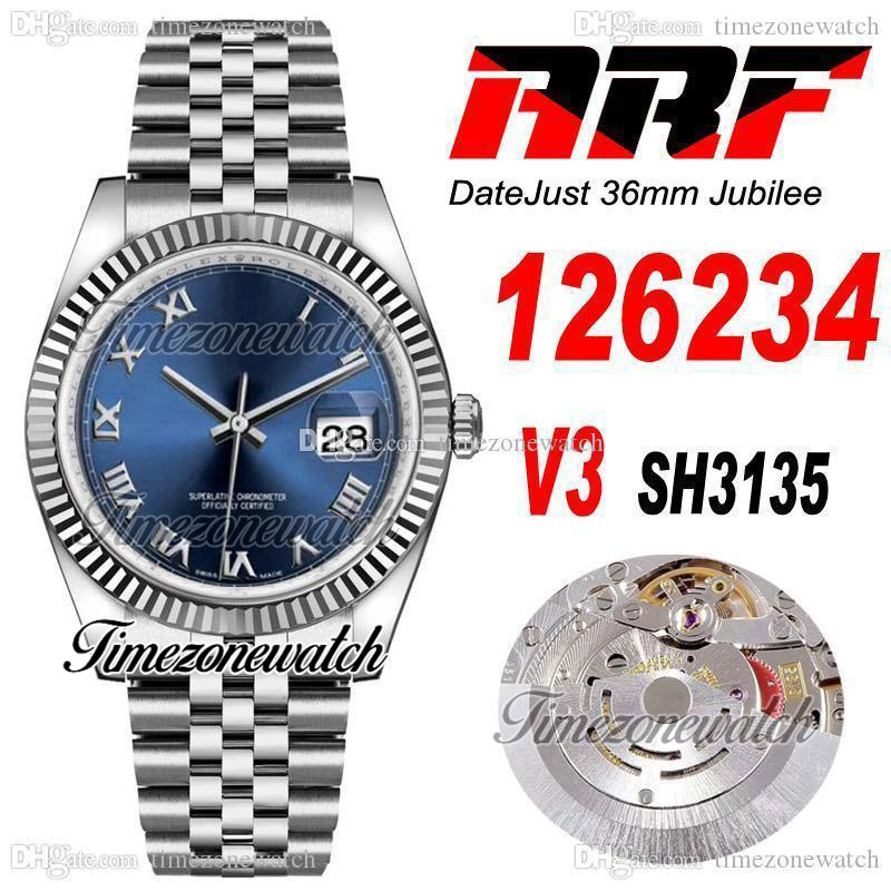 

ARF V3 126234 36mm Cal SH3135 Automatic Mens Watch Fluted Bezel Blue Roman Dial 904L JubileeSteel Bracelet With Warranty Card Super Edition Timezonewatch R01, Custom warranty card