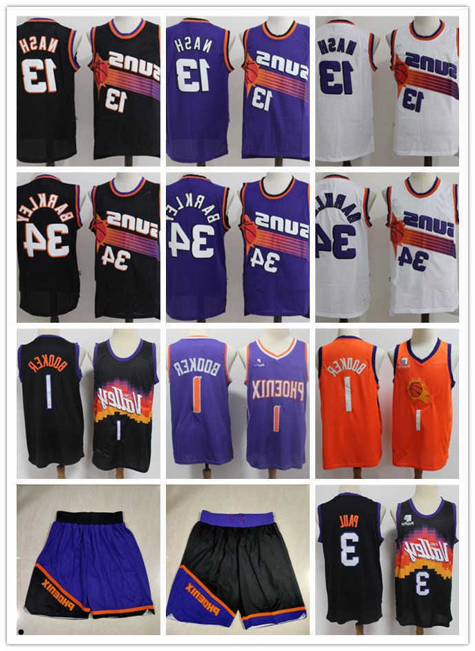 

Phoenix''Suns''Men Jersey Throwback Steve 13 Nash Charles 34 Barkley Devin 1 Booker Chris 3 Paul Basketball Shorts Jerseys, Color