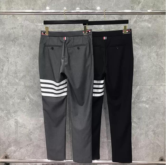 

Wool Designer Mens Pants Classic 4-Bar Stipe Bussiness Casual Straight Fit Suit pants Luxury Brand Spring Formal High Quality Korean Style Trousers For Men M-2XL, Hi