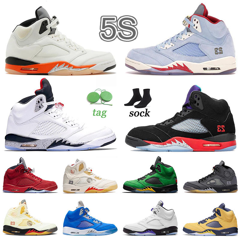 

Authentic Jumpamn 5 5s Mens Womens Outdoor Sports Shoes 2022 Newest Concord Easter Fire Red Ice Bleu Black Cat Alternate Bel What This Man's, F40 40-47 with green
