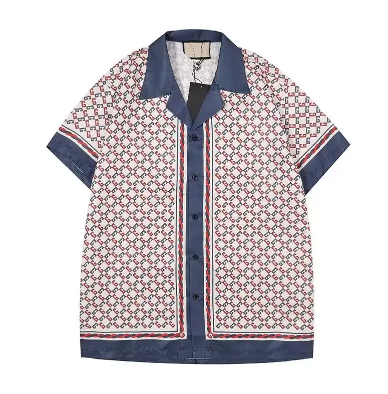 Fashion t shirt Hawaii Floral Letter Print Beach Shirts Men's Designer Silk Bowling Shirt Casual Men Summer Short Sleeve Loose Dress M-3XL