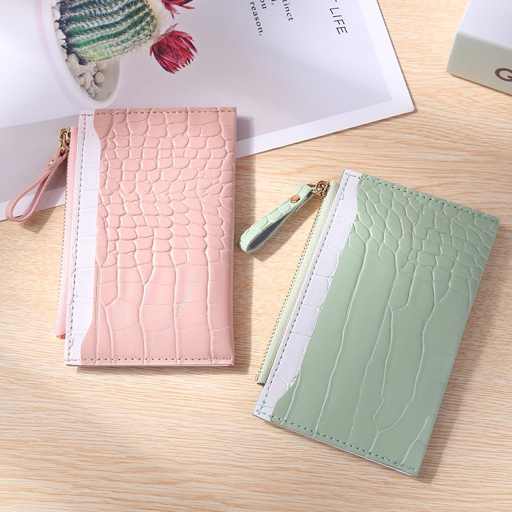 

Fashion Women Pu Bags Leather Alligator Pattern Card Holder Casual Ladies Contrast Color Wallet Mini Coin Purse, Color1