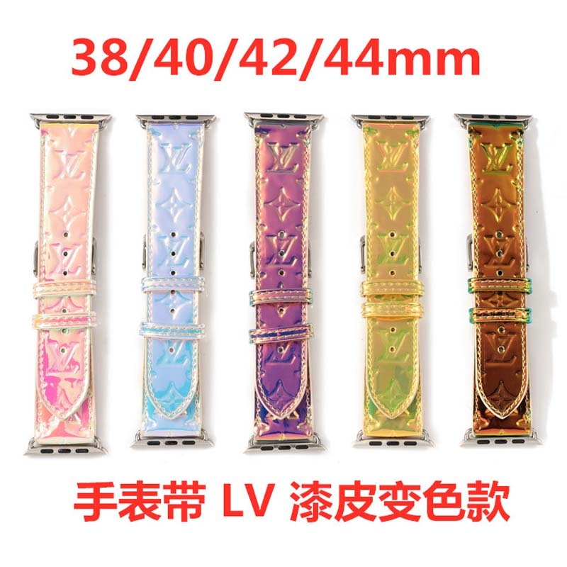 

fashion designer LV luxury Strap for apple 42mm 38mm 40mm 44mm iwatch 2 3 4 5 watch bands Leather Bracelet Stripes watchband DVFFE