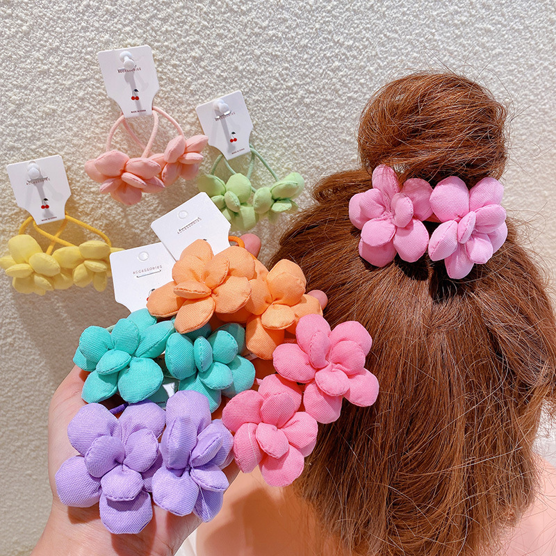 

2PC Korean Cute Cotton Flower Elastic Hair Bands Rubberband Women Girls Hair Ties Rings Rope for Hair Accessories Scrunchy 0615
