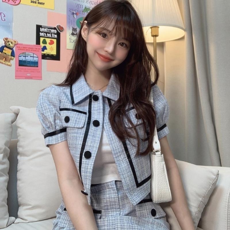 

Women's Tracksuits Women Suits 2 Pieces Set Office Ladies Blazer Casual Outfits Elegant Skirt Korean Fashion Summer Short Sleeve Jacket Skir, Blazer and skirt
