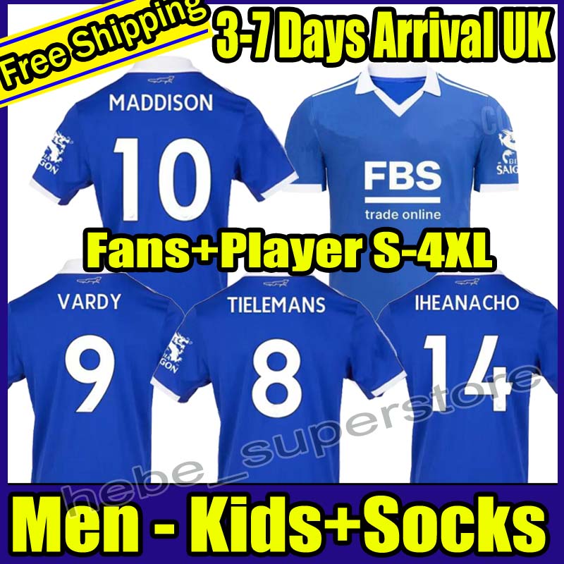 

S-4XL 22 23 Leicester Soccer Jerseys City home blue VARDY MADDISON IHEANACHO 2022 camiseta BARNES TIELEMANS AYOZE DAKA LOOKMAN Football uniformS Shirt men kdis kit, 22-23 kids