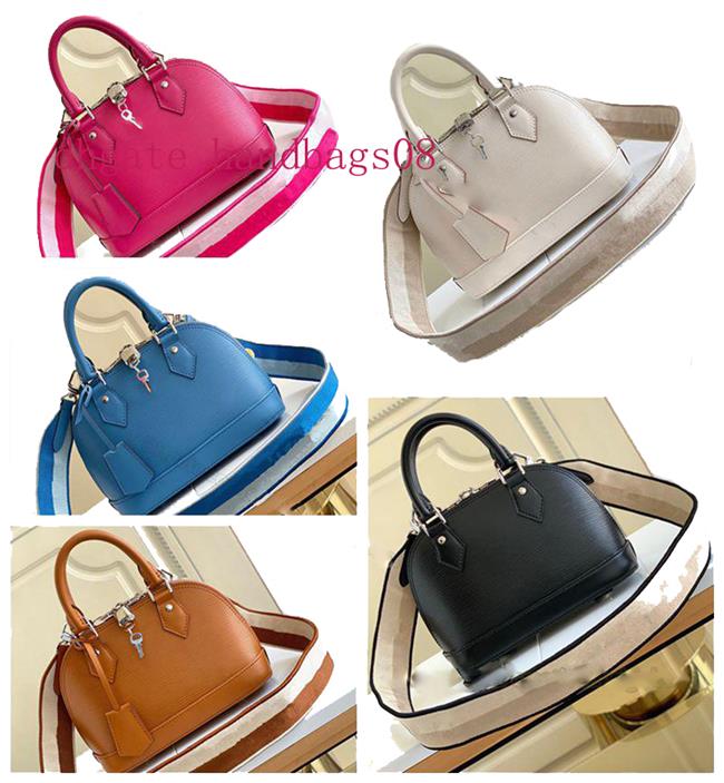 

7A Vintage Leather Alma BB Water Ripple Shoulders Crossbody Bags Shell Jacquard Embroidery Shoulder Strap Handbag Crossbody Bag Designer the totes Clutch