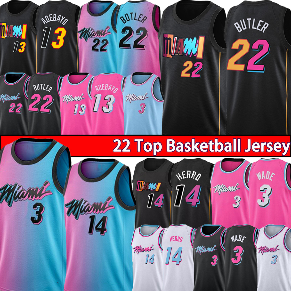 

Jimmy 22 Butler 7 Kyle Miamis Lowry Tyler 14 Herro Basketball Jersey 2022 City Bam 13 Adebayo Dwyane heats Dwayne 3 Wade Pink Edition Shirt 75th Anniversary Jerse