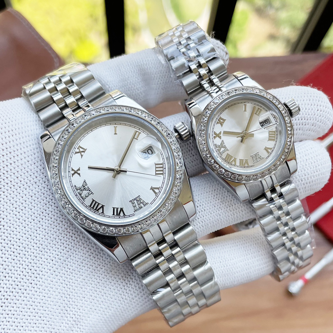 Luxury couple watch white dial 36mm 28mm waterproof luminous sapphire full automatic machine-image-793816510