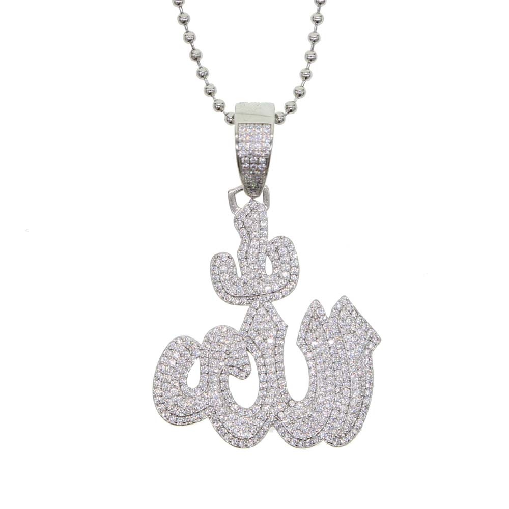 

Big hip hop cjarm Muslim Allah pendant necklace iced out 5A cubic zirconia bling cz tennis chain hiphop women choker jewelry