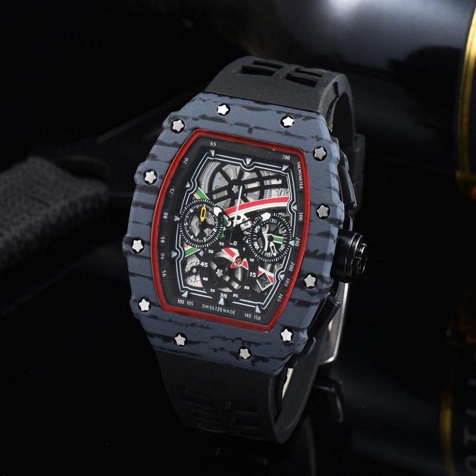 

full functional mens Wristwatches automatic watches black blue color luminous calendar 43mm dial silicoen strap man watch280Q, As pic