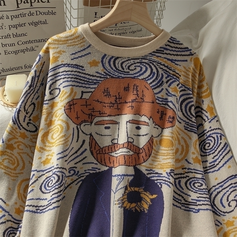 

Korobov Harajuku Cartoon Women Sweaters Vintage O Neck Long Sleeve Female Pullovers Autumn Chic Streetwear Sueter Mujer 201203, Photo color