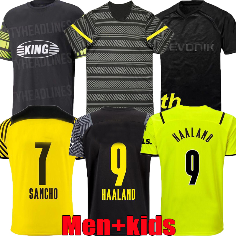 

21 22 23 DORTMUND home away soccer jersey HAALAND 110th Anniversary football shirt REUS NEONGELB BELLINGHAM HUMMELS men + kids kit maillot de foot 2021 2022 tops, Player