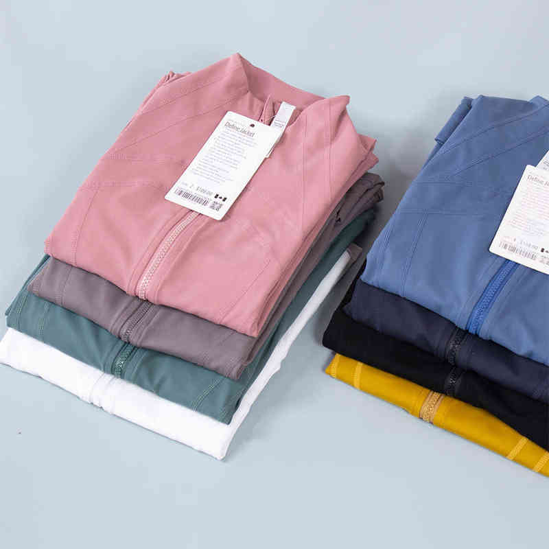 

Define Jacket Women Full Zip Up Yoga Gym Shirt Long Sleeve Athletic Wear for, Skyblue