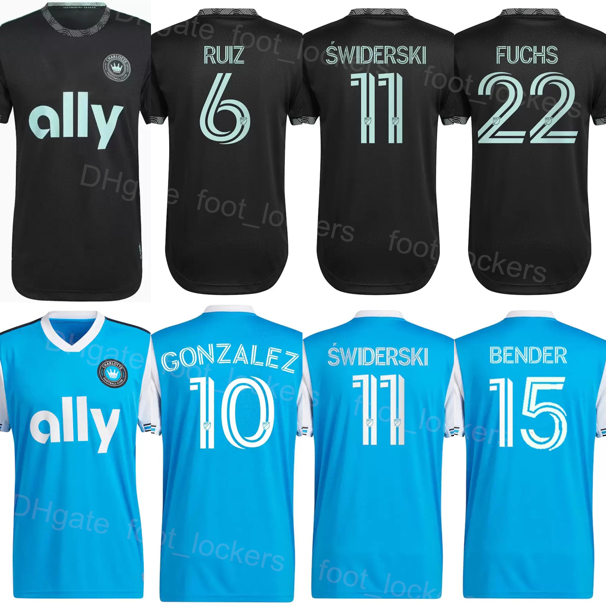 

MLS Club FC Charlotte 15 BENDER Soccer Jersey 10 ORTIZ 8 ALCIVAR 9 SHINYASHIKI 4 CORUJO 1 KAHLINA 24 LINDSEY 13 BRONICO 11 SWIDERSKI 22 FUCHS Football Shirt Kits Sport, Black