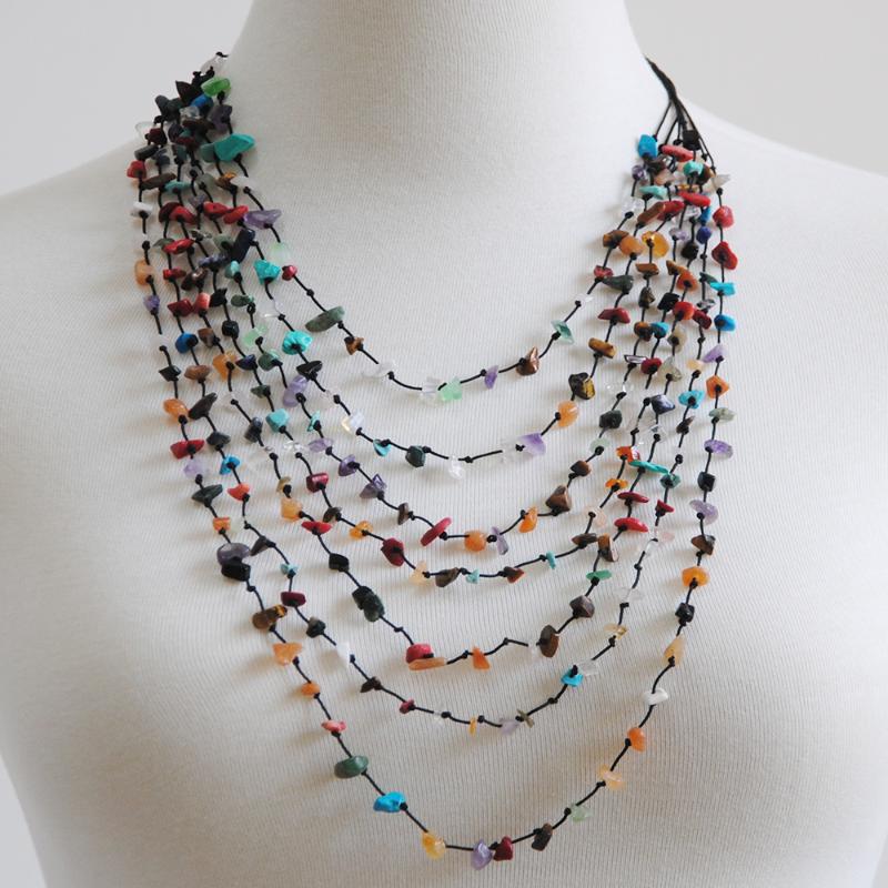 

Chokers Fashionable Natural Stone 7 Layer Necklace HandmadeChokers