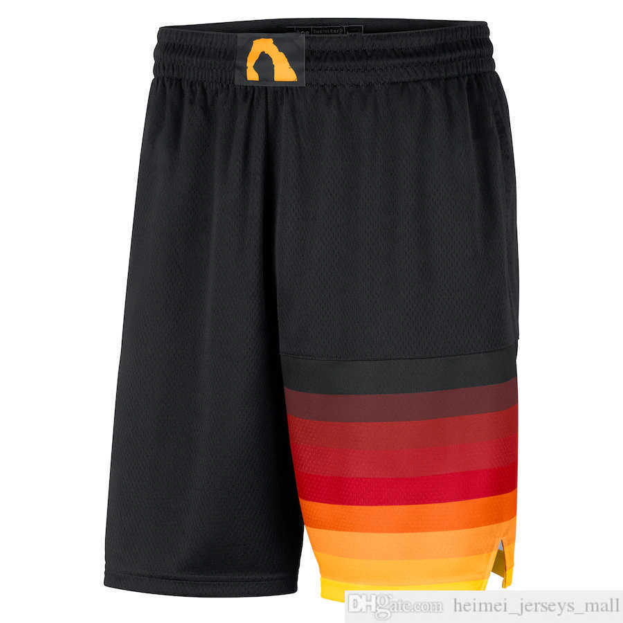 

Printed Utah''Jazz''Men 2021/22 City Swingman Pants Edition Basketball Shorts Performance Black