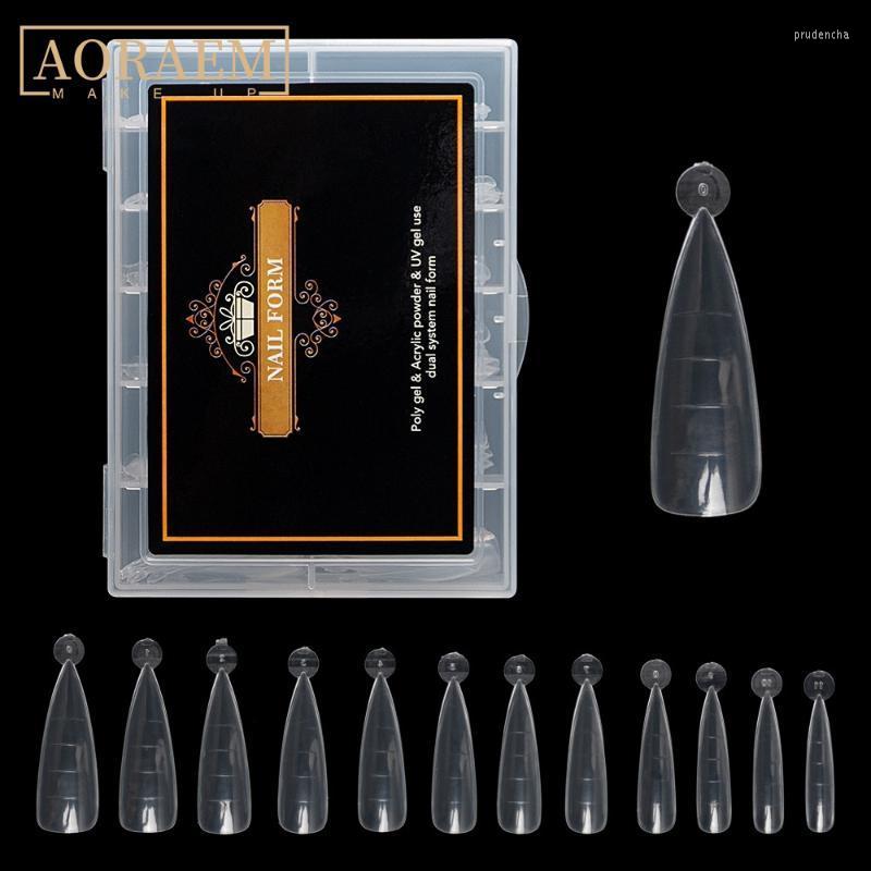 

False Nails AORAEM Stiletto Nail Forms 120pcs Full Cover Clear Quick Building Gel Mold Tips DIY Extension For Poly Prud22
