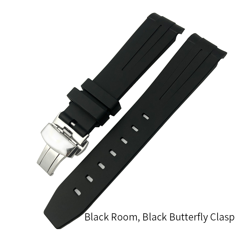 

1119mm 20mm 21mm Rubber Watch Strap Black Blue Green Watch Band for Bracelet