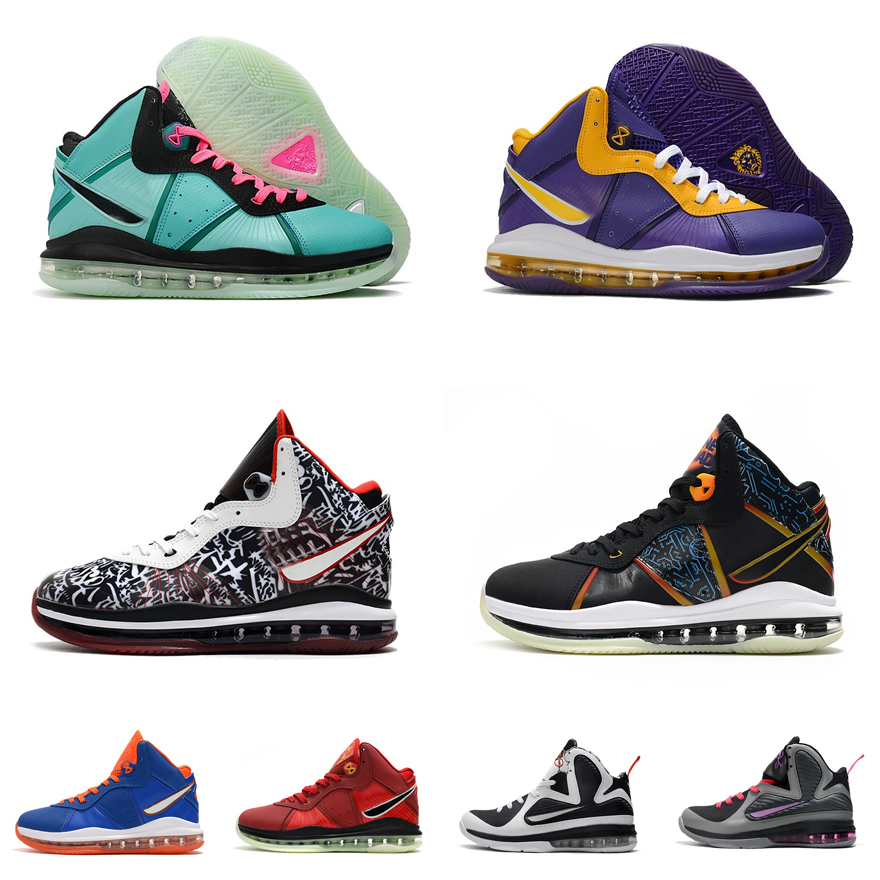 

Mens lebron 8 VIII basketball shoes South Beach Green Black Tune Squad Purple Gold Lakers air zoom max James Gang sneakers tennis with box