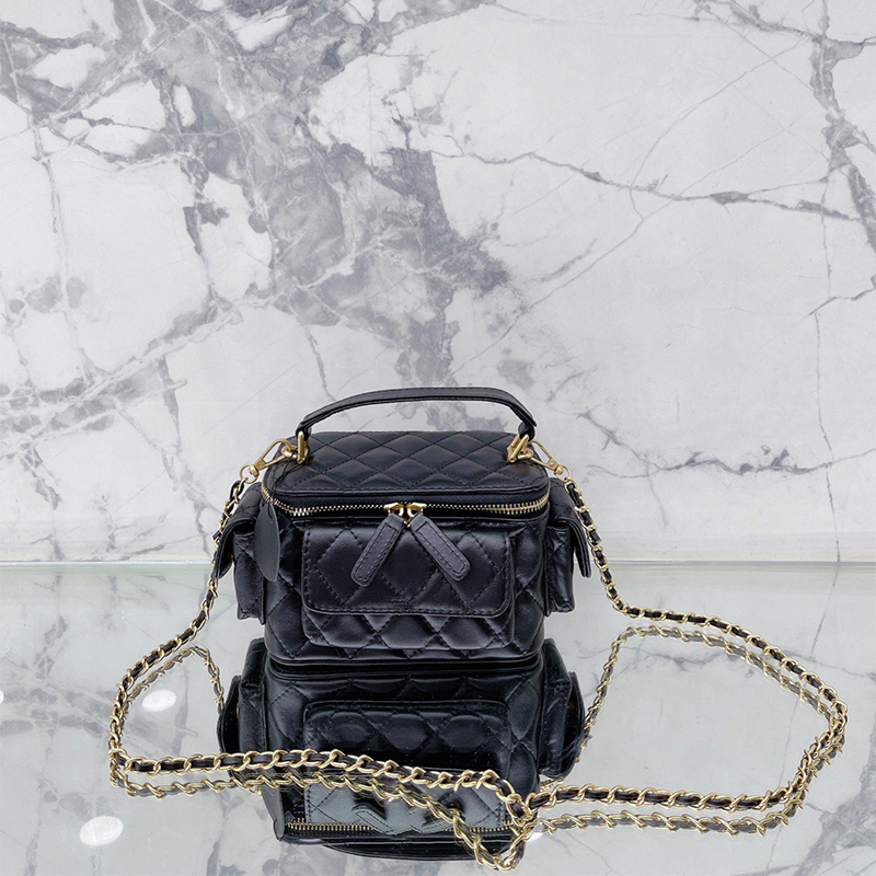 

High Quality Fashion Women Bags Classic Vintage Crossbody Purse Leather French Designer Bags Quilted Luxury Messenger Handbags Wallets Black Portable Vanity Case