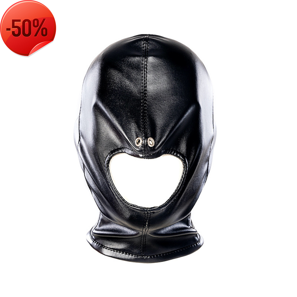 50% discount Sex Shop Products Slave Bdsm Hood Exotic Accessories Fetish Men Leather Mask Sm Goods Sexy Games Erotic Gadgets Toys for Two 18 Sex-image-767872862