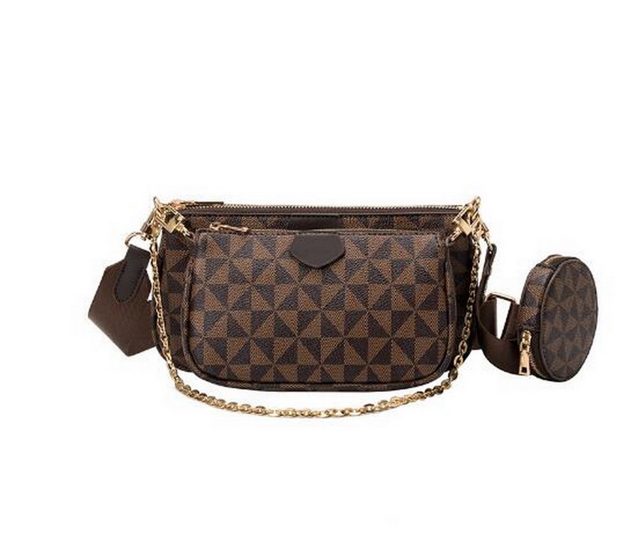 

designer luxury handbags bag purses Women favorite mini pochette 3pcs accessories crossbody vintag shoulder bags leather Brown belt straps, 25cmx5cmx14cm