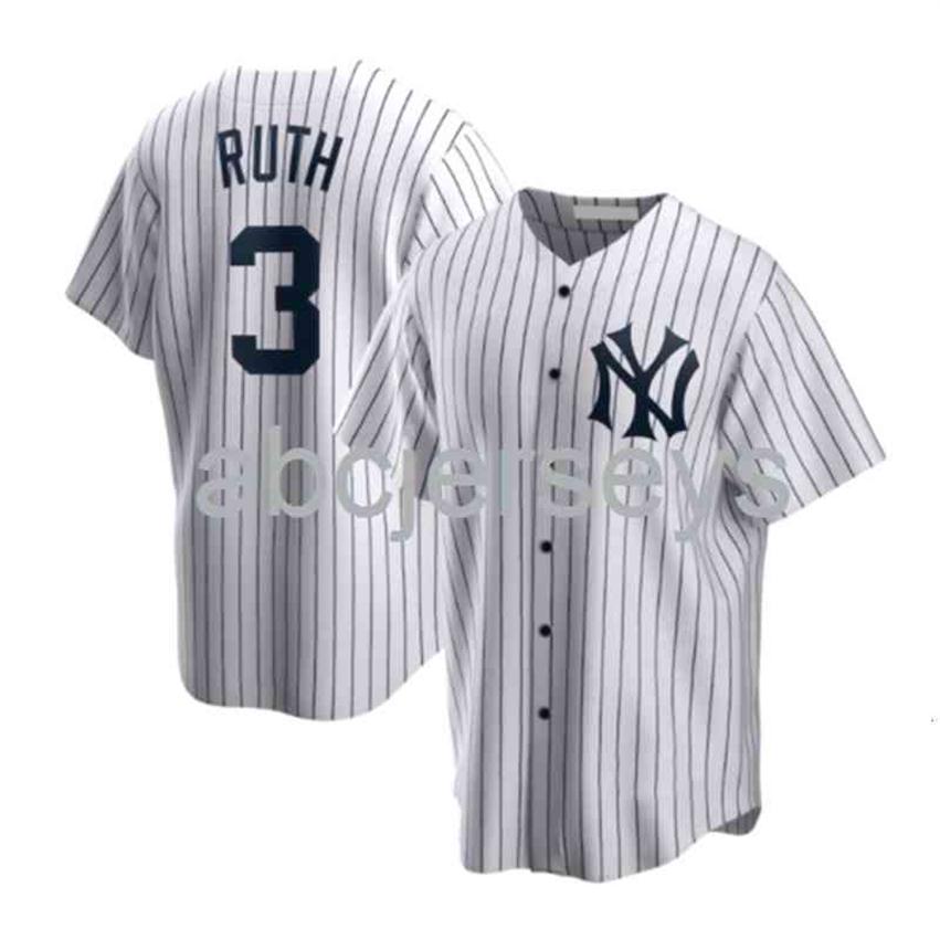 

Mit Men Women kids Babe Ruth #3 Stripe All Over Print Baseball Jersey -6XL Embroidery New Baseball Jerseys271E, White