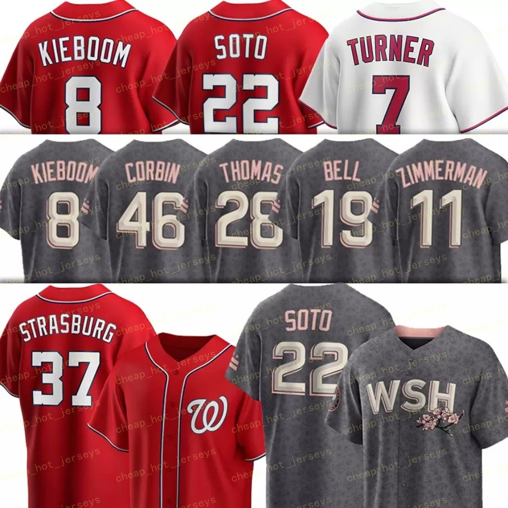 

22 Juan Soto Baseball Jersey 37 Stephen Strasburg Nationals 2022 Cherry Blossom City Connect Keibert Ruiz Anibal Sanchez Nelson Cruz Ryan Zimmerman Alcides Escobar, Men