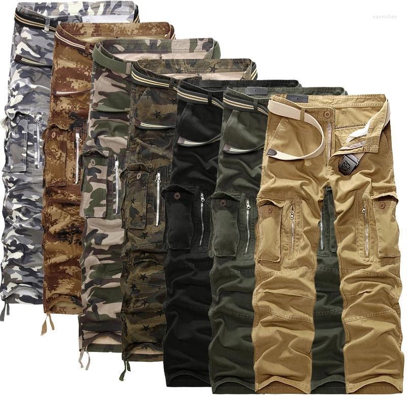 

Men's Pants Men Multi-pocket Baggy Overalls Male Cotton Cargo For Sand Camouflage Trousers Military Tactical Size 28-40Men's Naom22, Black