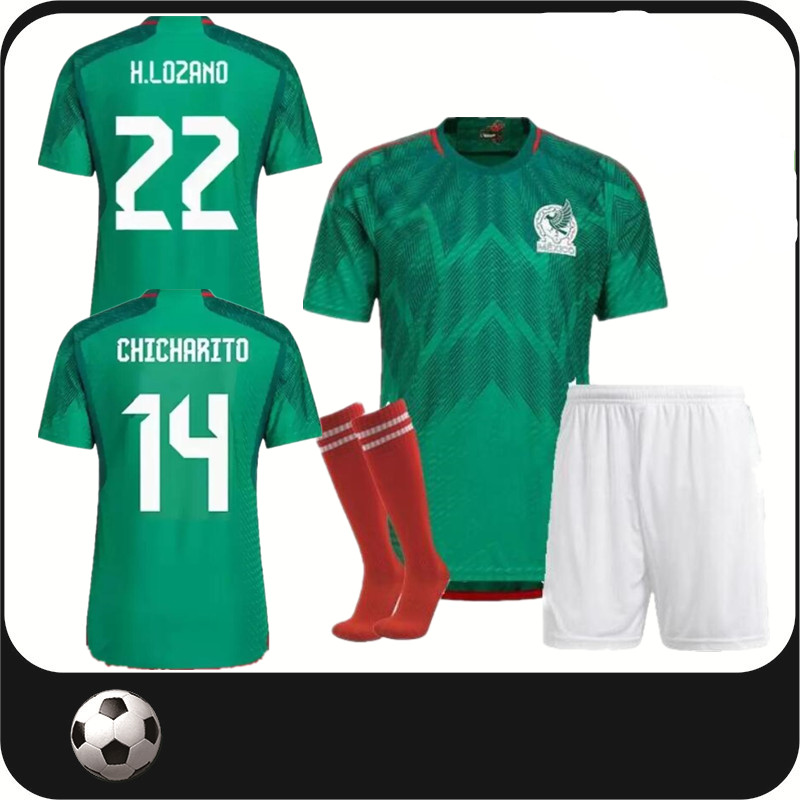 

Adult kids kits socks 22 23 Men Mexico Soccer jerseys Home away 2022 2023 World Cup H.LOZANO DOS SANTOS CHICHARITO football jersey kid kit uniform shirts, 22/23 home kit