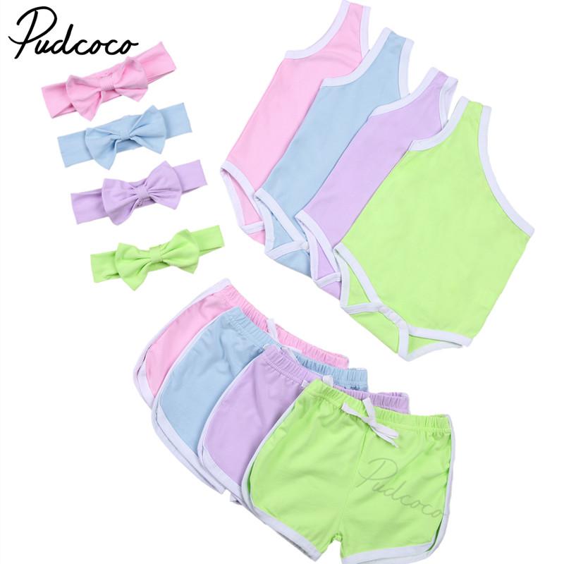 

Clothing Sets Kids Baby Girl Solid Outfits Romper Summer Shorts Suit Sleeveless Slant One Shoulder Casual Headband Lace Up Pants 3 PiecesClo, Pink