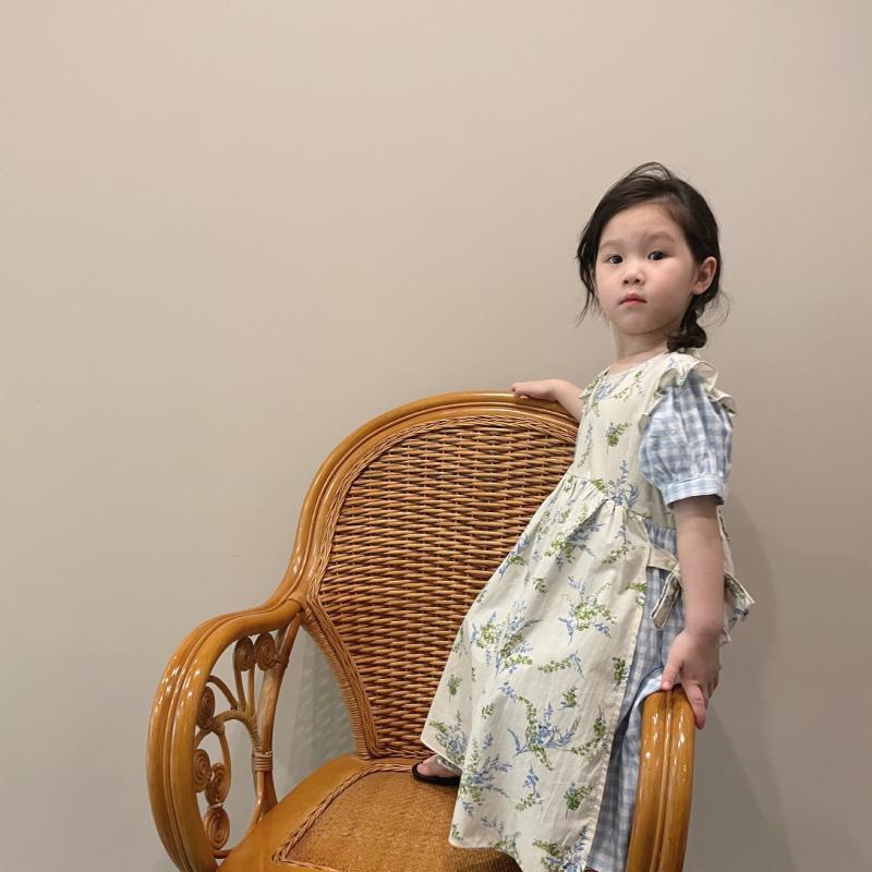 

Girl's Dresses Dress Short Sleeve Knee Length Pullover A-line Plaid Regular Cotton Fashion Simple Sweet Comfortable Summer Children GirlsGir, Beige