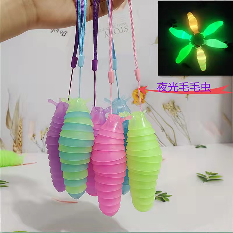 Party Favor Fidget Toys trumpet luminous caterpillar Lanyard slug keychain children's educational vent decompression toy-image-736377766
