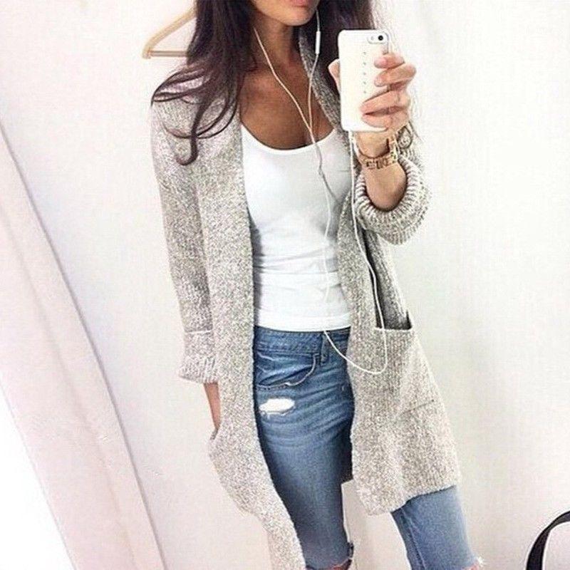 

Women' Sweaters Hirigin 2022 Long Sleeve Oversized Loose Knitted Sweater Cardigan Outwear 5XL, Gray