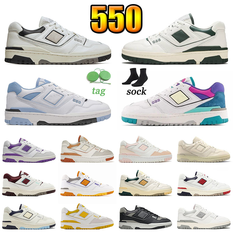 Nouvelles chaussures de créateurs B550 de haute qualité Us 11 Lakers Pack BB550 White Rose UNC Evergreen Trainers Men Women Ald 550 Cream Black A