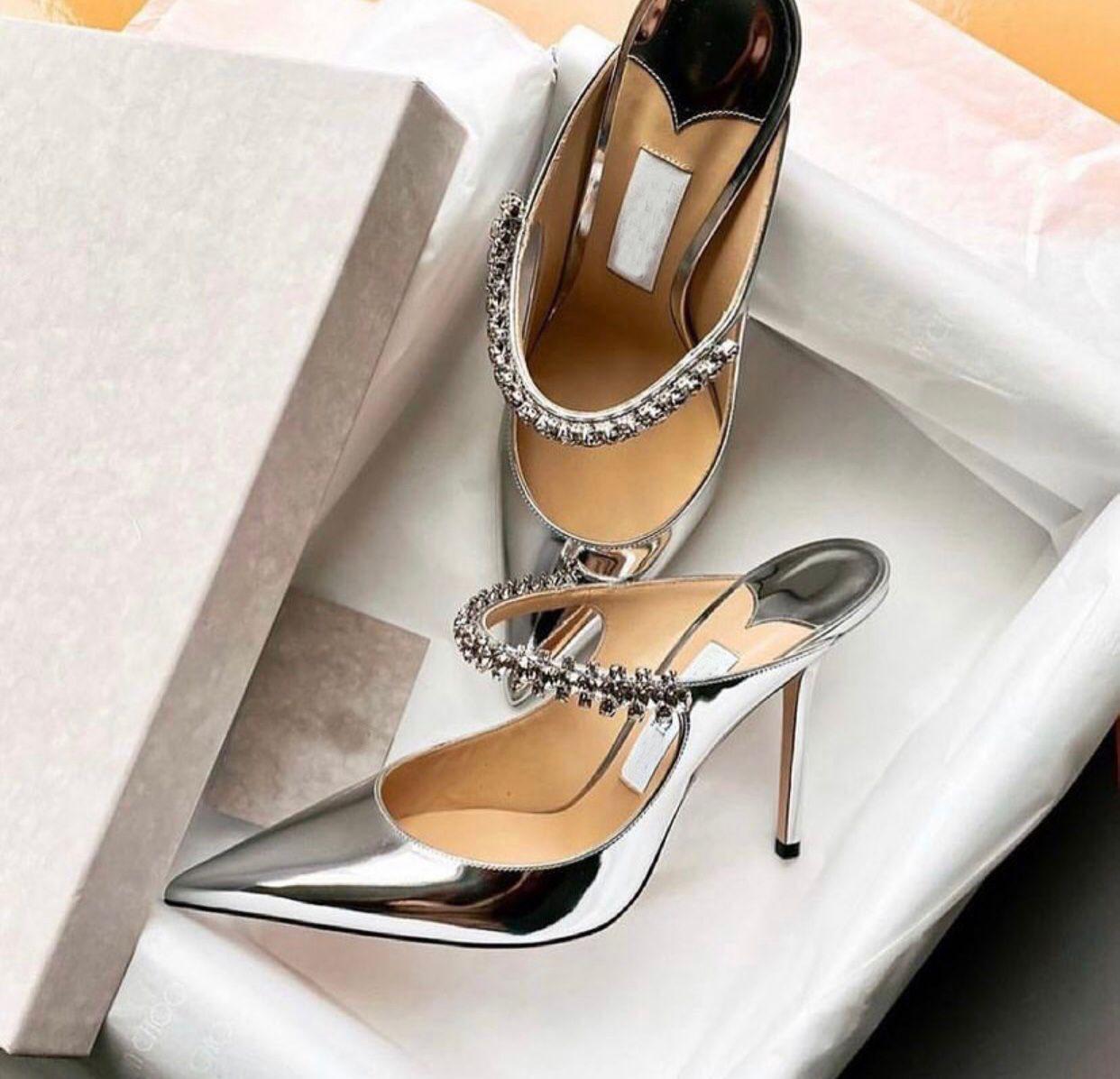 Sandales d'été pour femmes, escarpins Bing, marques de luxe, talons hauts, cristaux, lanière à la cheville, robe de mariée, 2022S