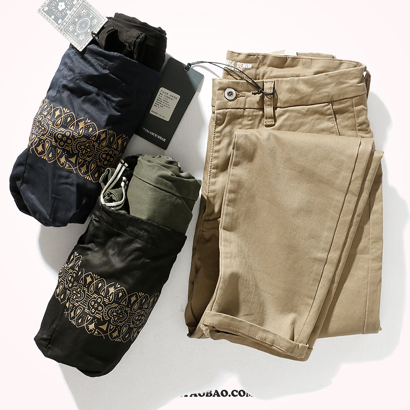 

Autumn Casual Pants Men's Slim Classic Elastic Washed Old Khaki Business Casual Straight Pants, Army green