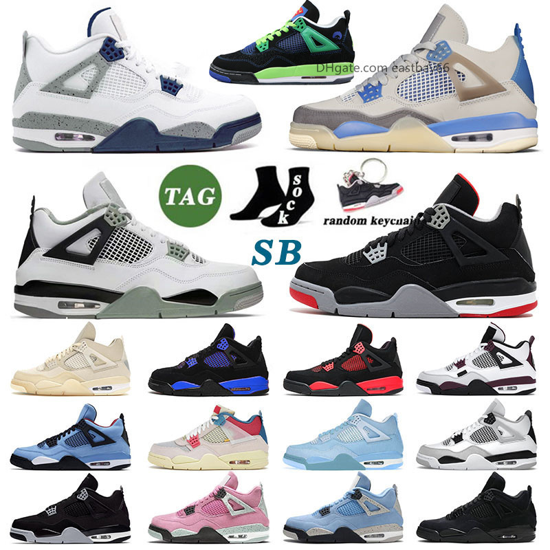 

with Box Jumpman J4 Designer Mens Womens Basketball Shoes Super 4 4s Iv Midnight Navy Retro Black Cats Blue Thunder Sb Bred Sail Pink Cactus Jack Man, 40-47 wings